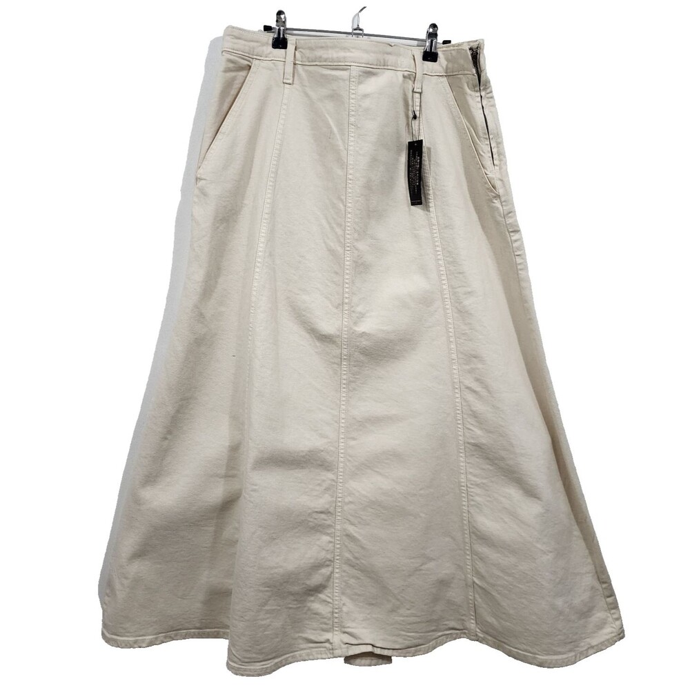 Banana Republic Denim Flare Maxi Skirt Ivory Cream High-waisted Jean NWT Size 16